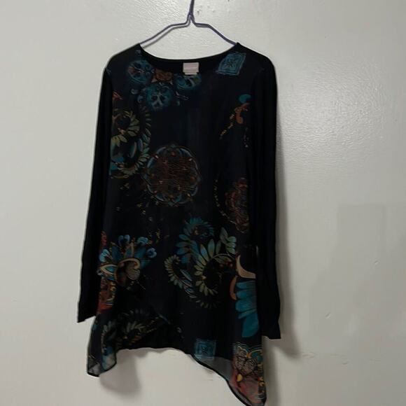 NWT CHICO’S HERITAGE WOVEN FRONT TOP‎ SIZE 00 - Picture 1 of 8